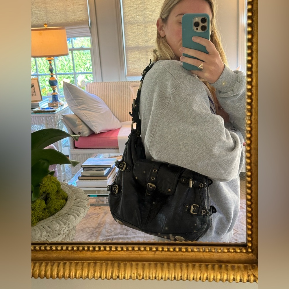 Cynthia Rowley vintage black leather shoulder bag